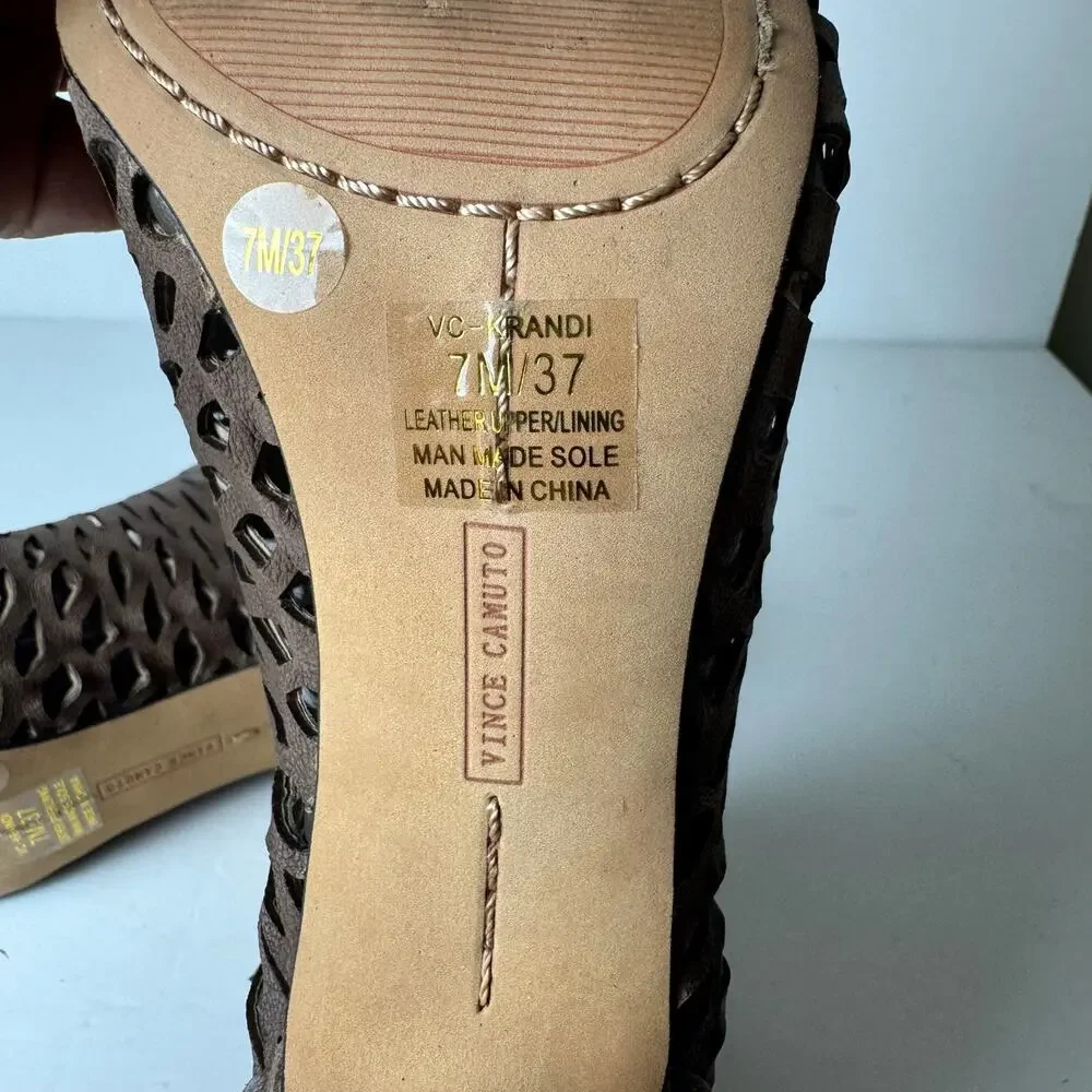 Vince Camuto Kandi Cutout Peep Toe Ankle Booties Brown Leather 7M Boho DateNight